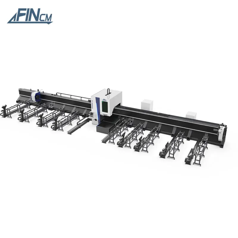 FINCM Round Square Oval Tube Channel Steel I-beam Angle Pipe and Profiles Fiber Laser Cutting Machines 12m with 360mm 450 mm 500