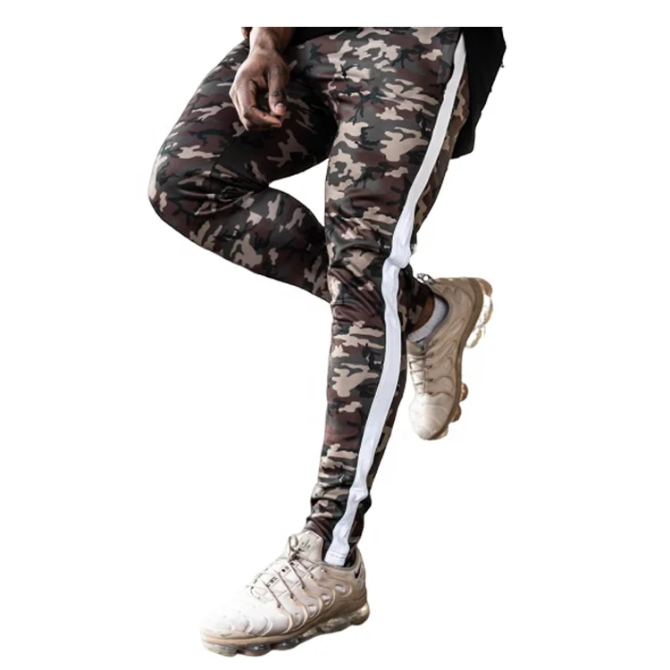 
Hot Camo Track Pants Men Nylon Sweat Track Pants With Drawstring 