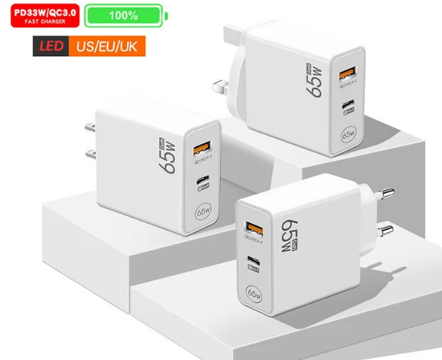 65W GaN Charger PD Fast Charge Mobile Phone Charging QC3.0 Laptop Universal Adaptor