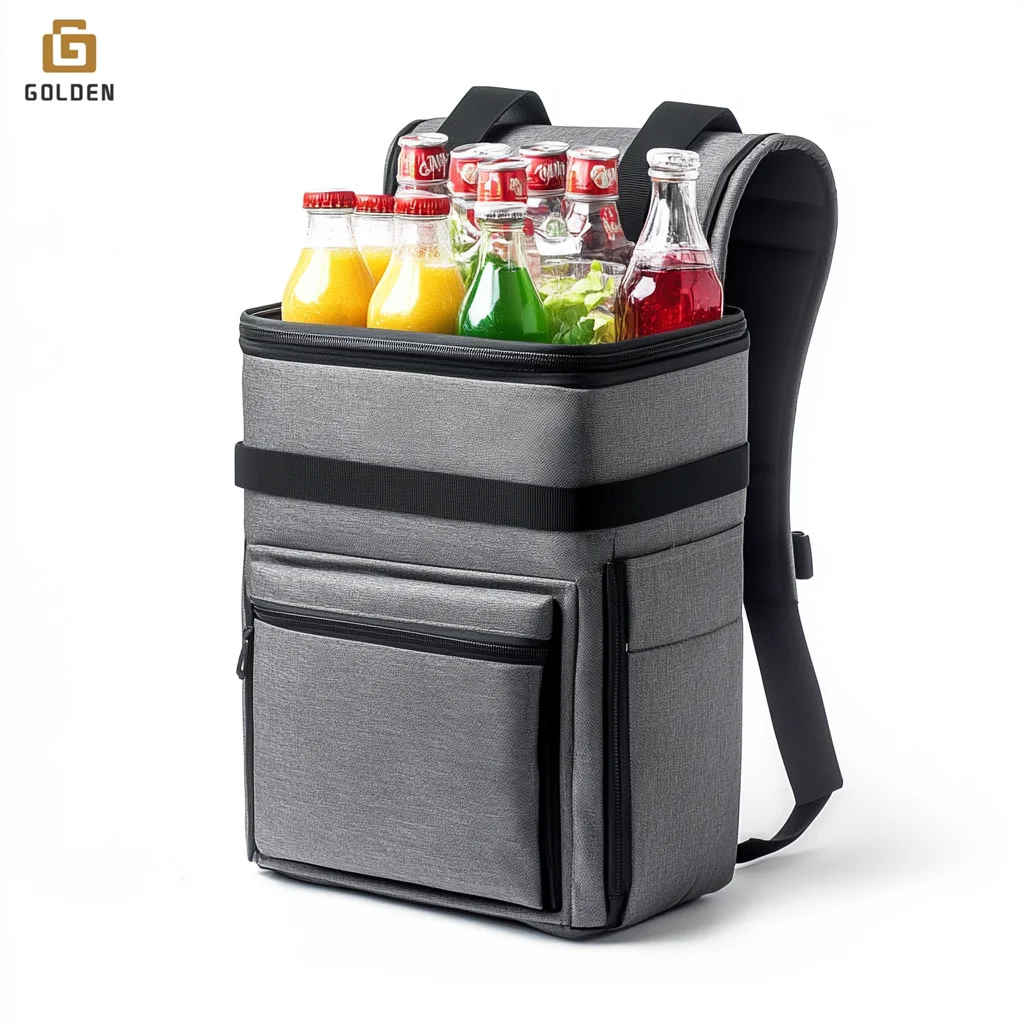 Golden Customize Logo Backpack Large Capacity Set Insulated Cool Lunch Box Bear Beach Thermal Foldable Cooler Bag For Outdoor