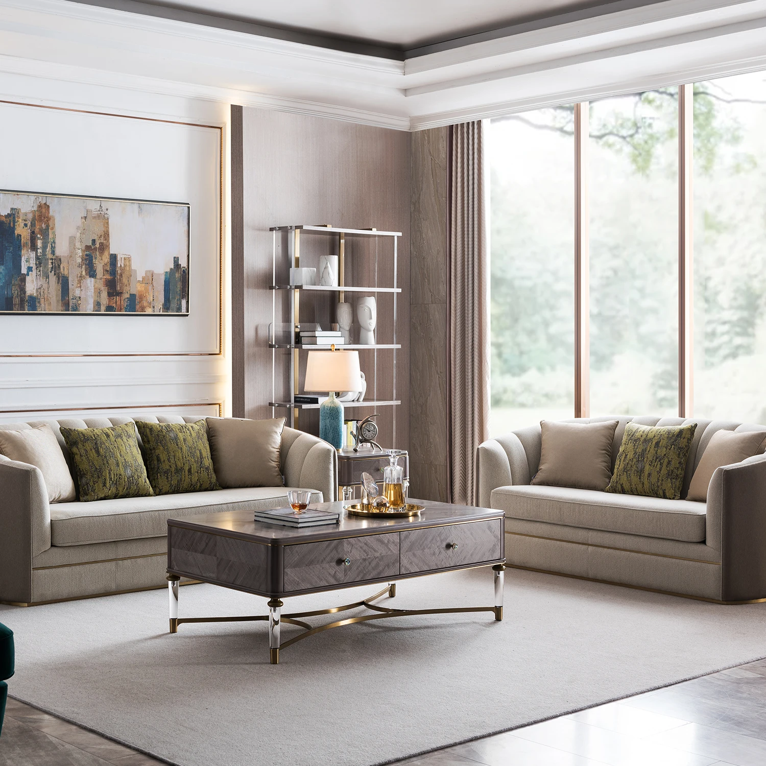 Мебель для гостиной Welliton OEM ODM в итальянском стиле, современный роскошный секционный диван из массива дерева