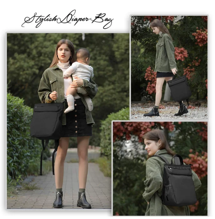 Diaper Bag Backpack Stylish Small Baby Nappy Bag Multi-function Waterproof Lightweight with Insulated Pocket