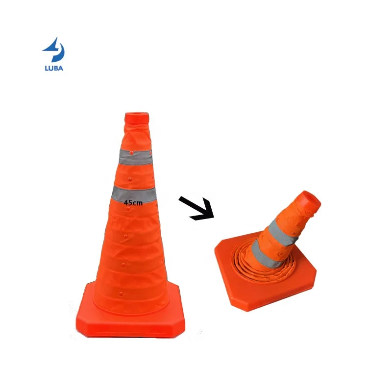 45cm Wholesale Custom Conos De Trafico Pe Collapsible Folding Traffic Cone For Road Safety