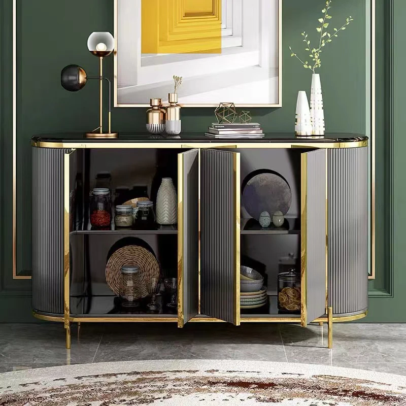 Italian Light Luxury Modern Home Buffet Sideboard Restaurant Storage Wood Display Sideboard