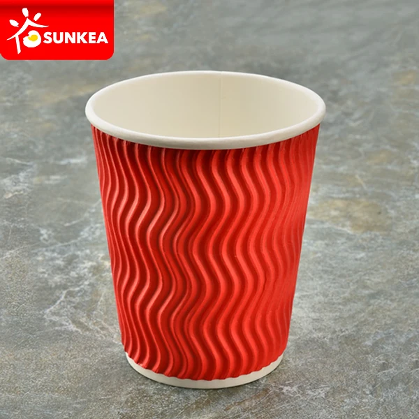 Sunkea custom design ripple wall red coffee paper cup