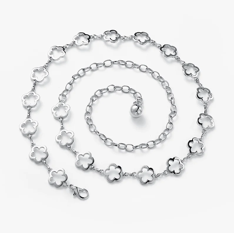 Популярное качественное золотого и серебряного цвета с цветочным принтом в форме сердца полые женские боди металлической цепью пояс для нижнего белья