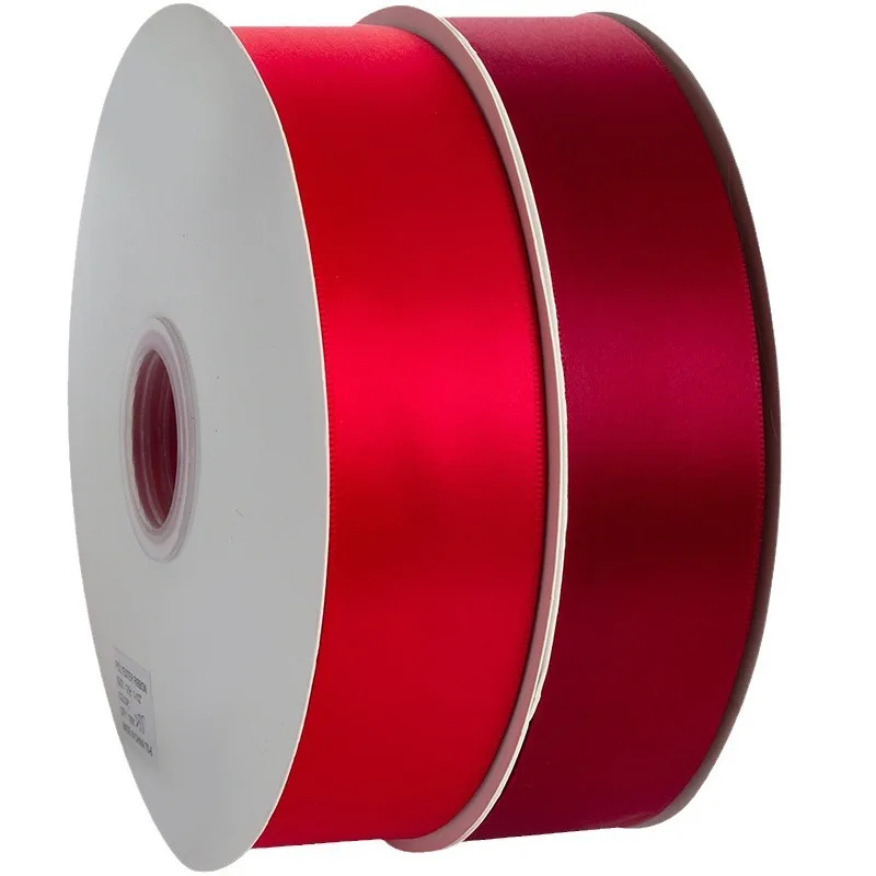 4cm 100yard Decoration Hair ribbon Mix Colors Double single Face red Polyester  satin Gift ribbons  for Wrapping flowers