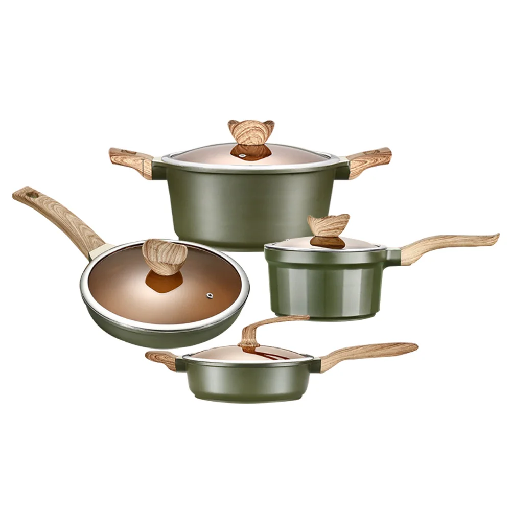 Cookware Sets Non Stick Frying Pan Set with Induction Nonstick Granite Metal Aluminum Customized Logo Modern Sustainable Circle