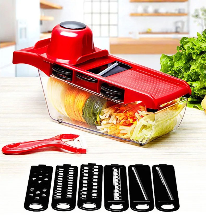 Commercial Manual Vegetable Slicer Fruit Cutter Commercial Manual Vegetable Cutter Food Grade 6 In 1 Home Kitchen