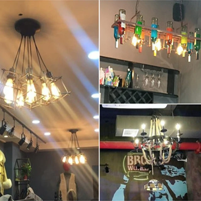 Industrial Pendant Light Big Woven Hemp Rope Grow Plants Hanging Decorative Bubble Lamps used in Barber Shop Dinner