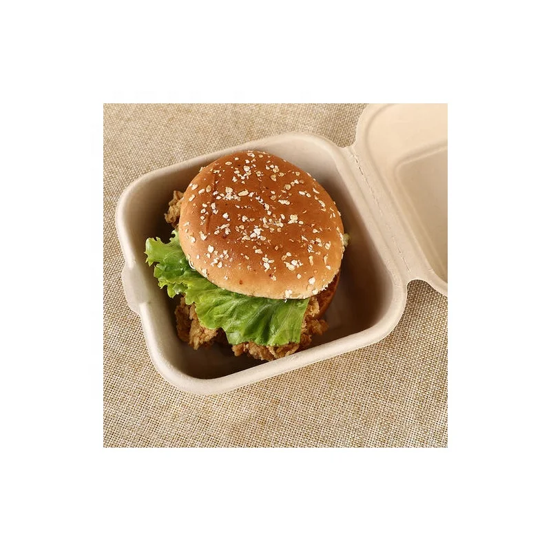 Disposable Breakfast Boxes Food & Beverage Packaging Hamburger 21±0.5g/piece Bagasse Congrun Accept CHB001 CN;SHN Square 1 Box