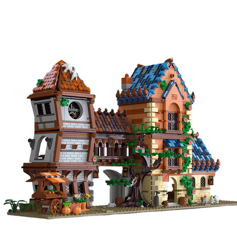 2024 Popular 2843 Pcs Wineshop Pub House Model Collectible Adult Big Set Building Block Set medieval castle construction toys
