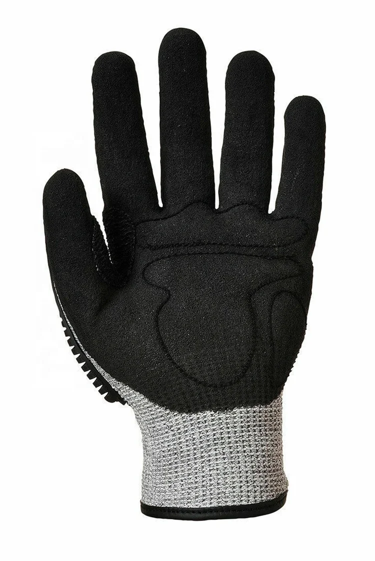 Oilfield Sandy Nitrile Cut Resistant Anti Vibration Shock Proof Tpr Gloves Anti Impact Gloves Mechanic Impact Gloves