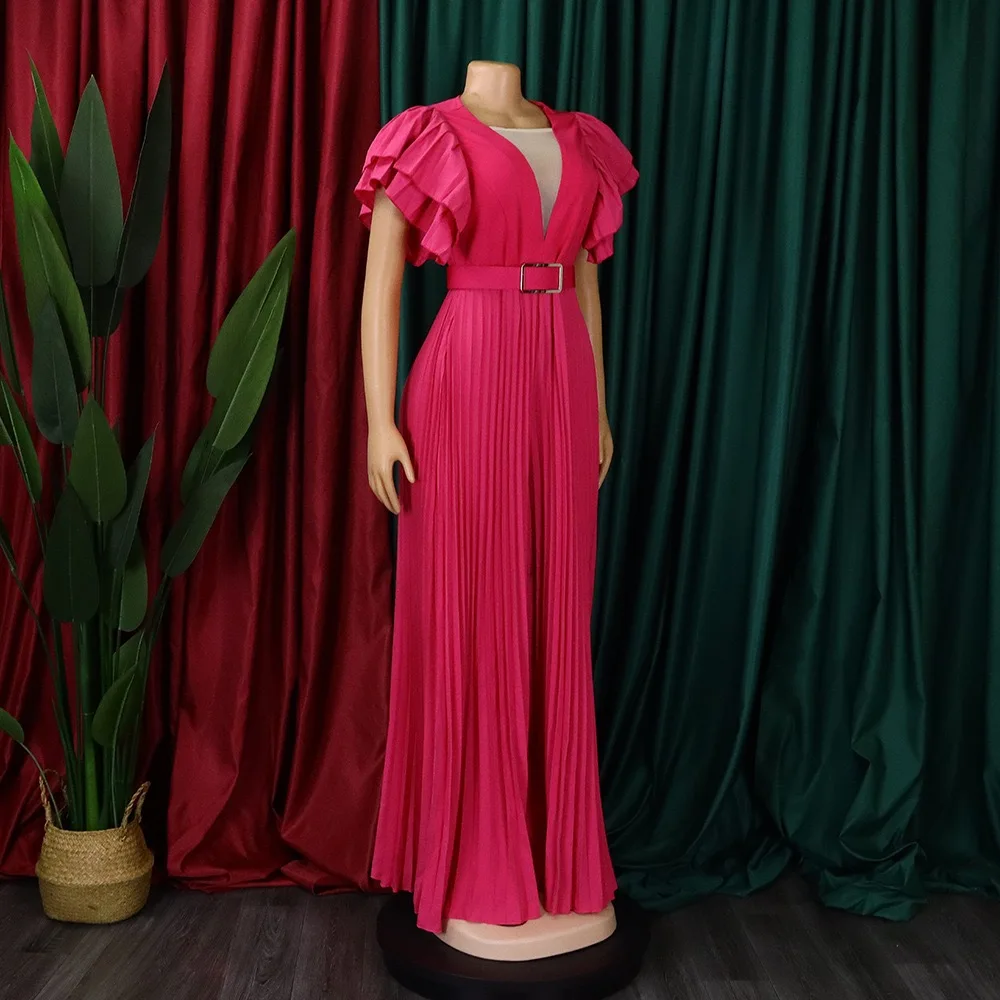 Wholesale Africa Plus size Chiffon Fold Shirts Ruffles Jumpsuits Culotte Large skirt