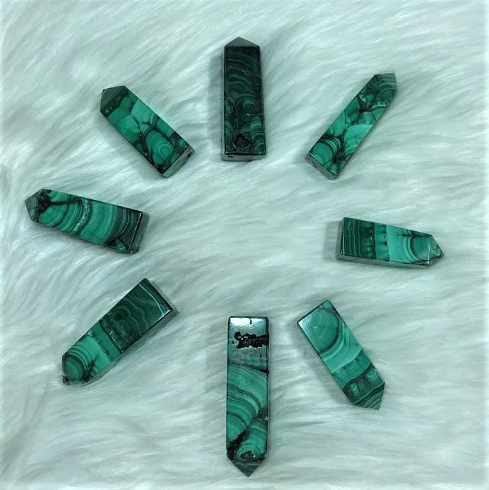 
Wholesale healing natural crystal stone tower new product Malachite green point for decoration 