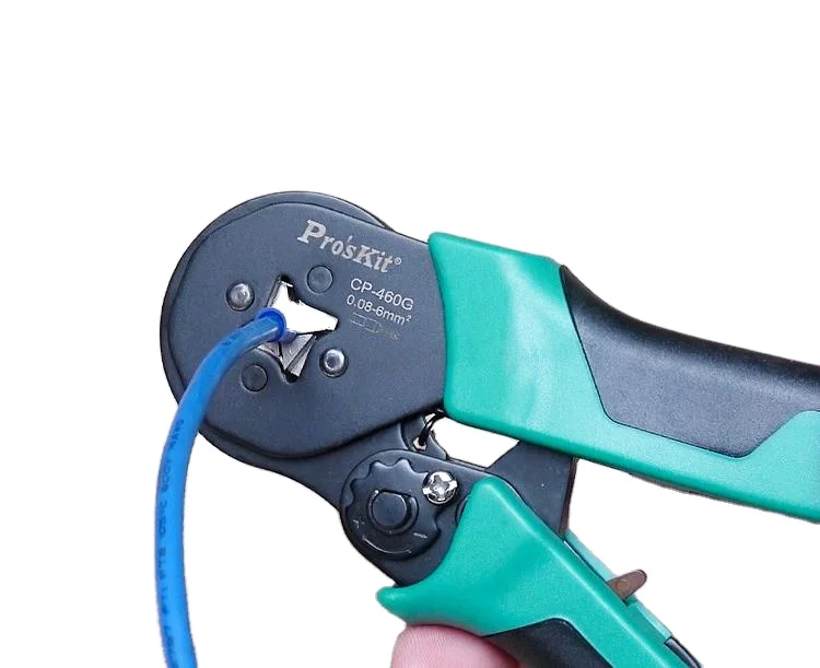 proskit PK-460G square terminal crimping pliers for European square terminals with crimping range DIN 0.08~6mm AWG28-10