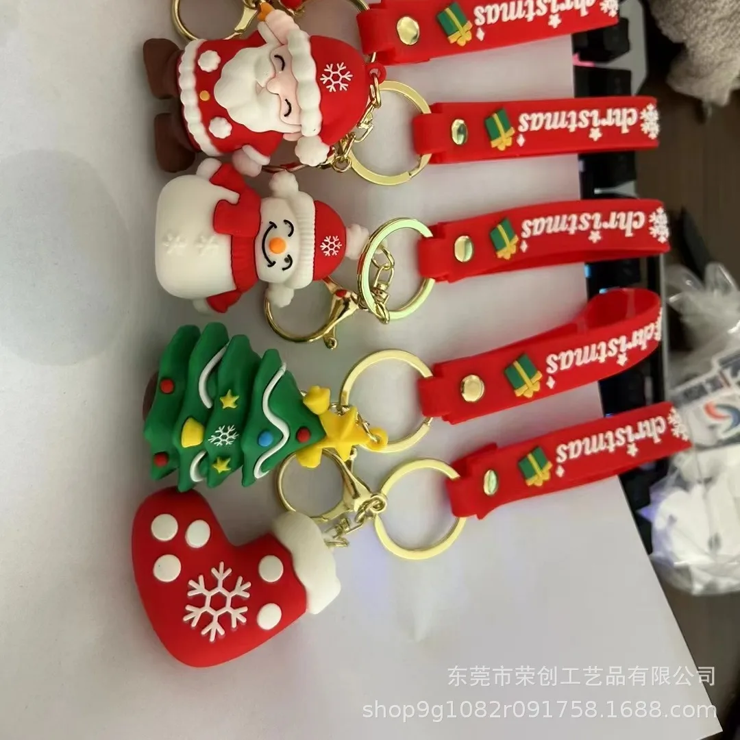 Christmas PVC key chain cartoon three-dimensional accessories jewelry to figure wholesale glue