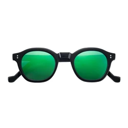 Retro Acetate Frame Glasses Reflective Color TAC Lens Mirror Polarized Acetate Sunglasses