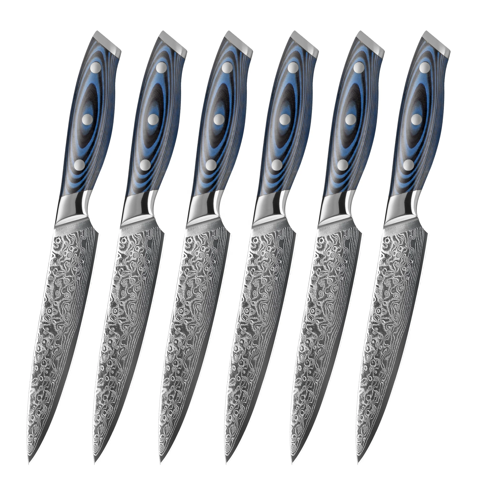 10% off USA Top Selling 5 inch 6 pcs high carbon steel damascus steel steak knives set buy for restaurant