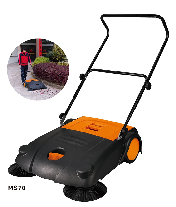 hot sell hand push road sweeper corlor customize manual sweeper clean leaves papers outdoor sweeper factory