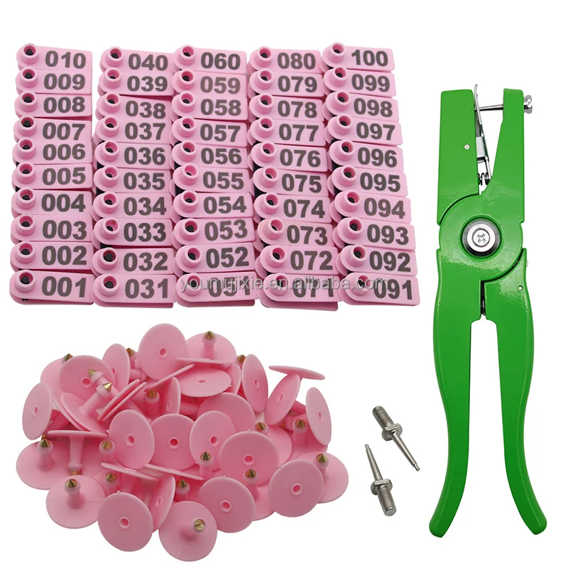 TPU Farm Animals Ear Tags For Sheep Laser Numbers Pink Sheep Ear Tag