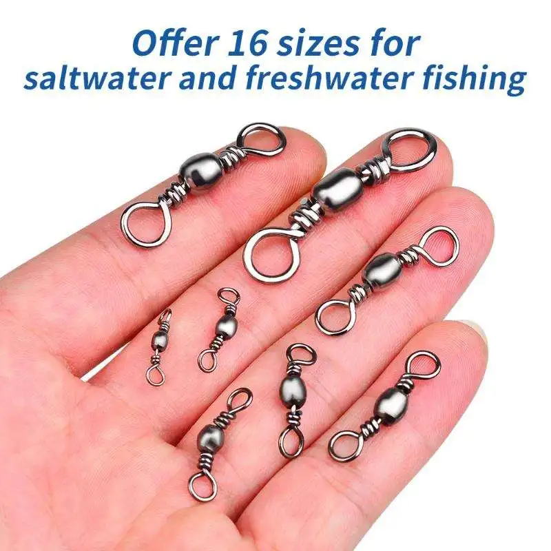 Solid Ring Fishing Tackle Hook Line Connector Copper  Rolling Ball Bearing Fishing Swivel
