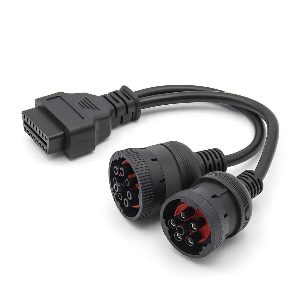 OBD2 16 pin to 9 pin 6 pin 2 IN 1 Adapter for Truck OBD to J1939 & J1708 cable for Deutsch Truck Diagnostic converter