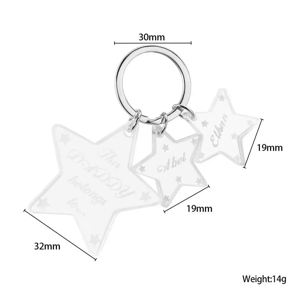 Customized Acrylic Keychain with Transparent Star Pendant and Name