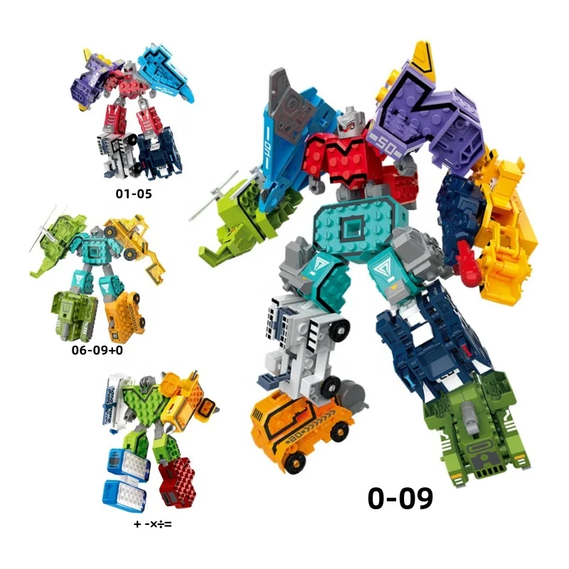 Kaili number deformation robot toys kids educational math learning 0-9 digital building blocks set toy robots
