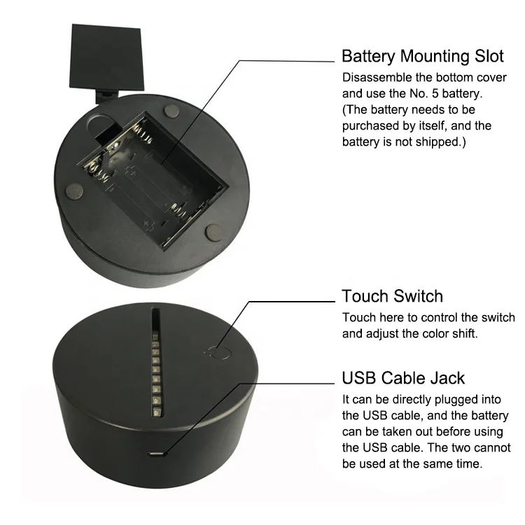 Wholesale Bedroom Decoration RGB Multi Colors 3D Acrylic Atmosphere LED Night Light OEM design Visual Acrylic 3d Table Lamp