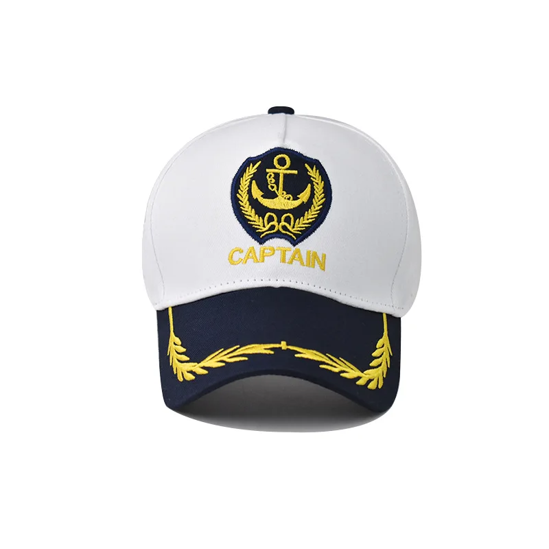 Captain Skipper Boating Baseball Cap Nautical Marine Sailor Navy Party Hats Hand Embroidered Fruit Argyle Street Dobby Golf