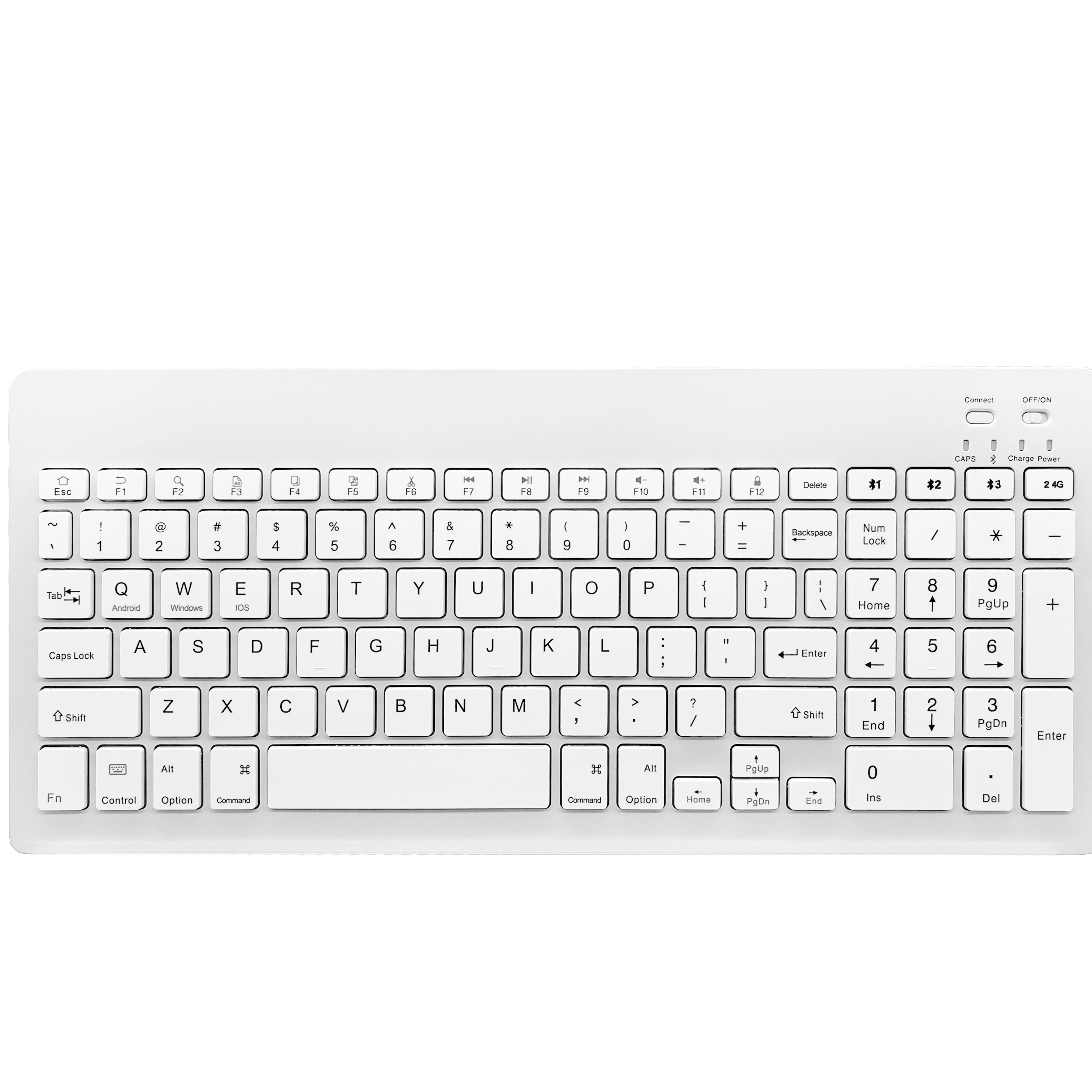 Factory Wholesale 99-key Mini Dual Mode 2.4g Bluetooth Keyboard Portable 2.4g&Bluetooth Keyboard for iPad Tablet PC Smart Phone