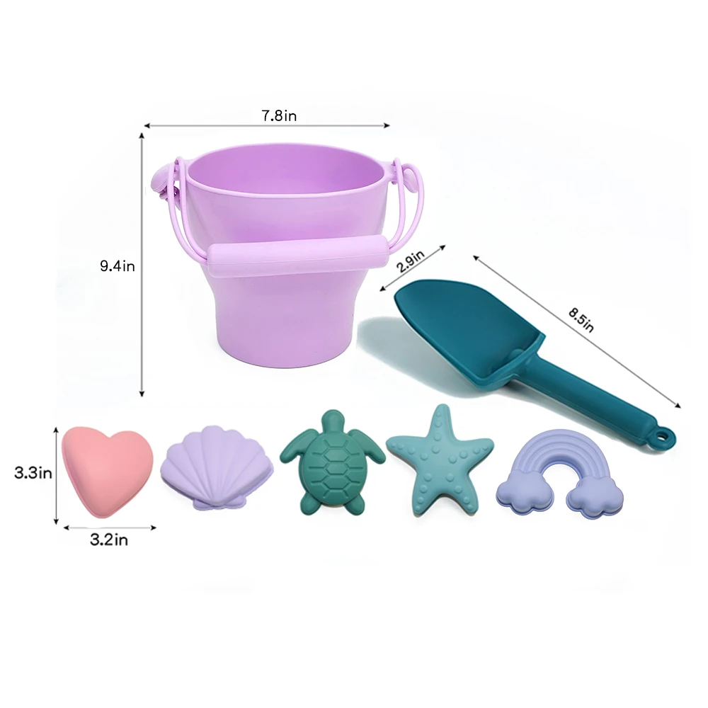 Soft Silicone Beach Toys For Children Beach Toys Set Kit Bucket Kids Summer Beach Toys Soft Silicone Set