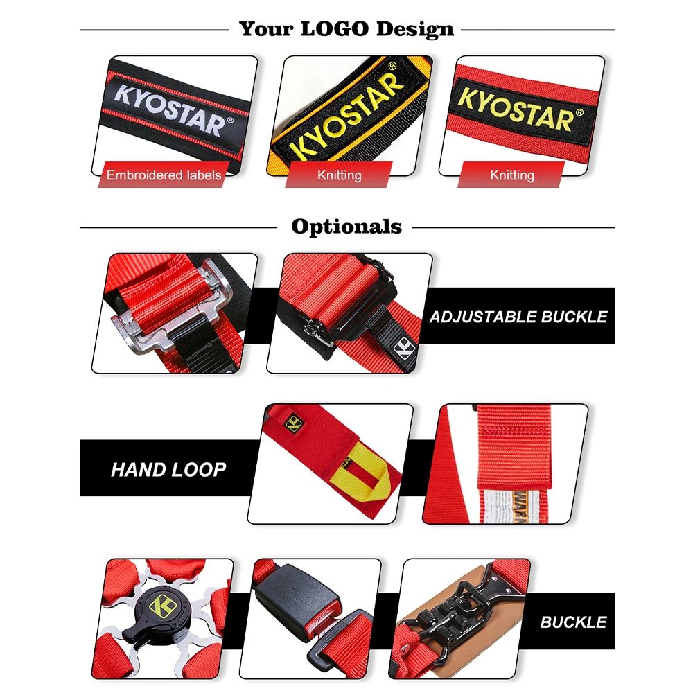 2' KYOSTAR Old Design Safety Strap Nylon Belts 4 Points Buckle Racing Safety Harness with Padding