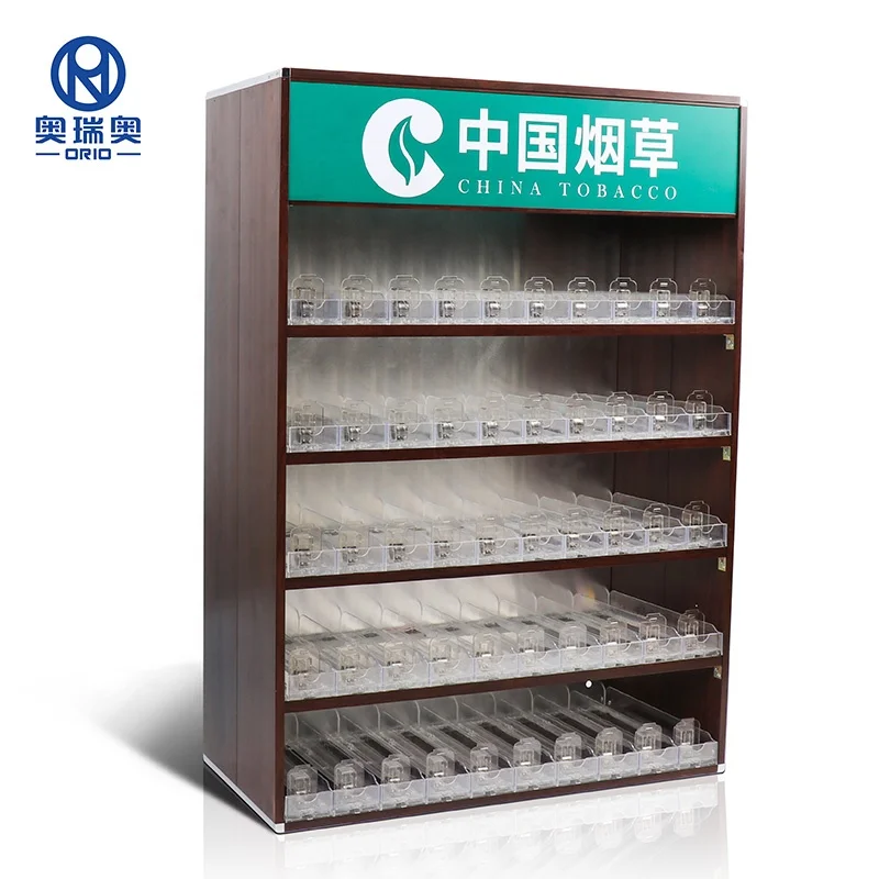 Tobacco Plastic Shelf Retail Pusher Shelves Storage Display Cabinet Cigarette Display Cases