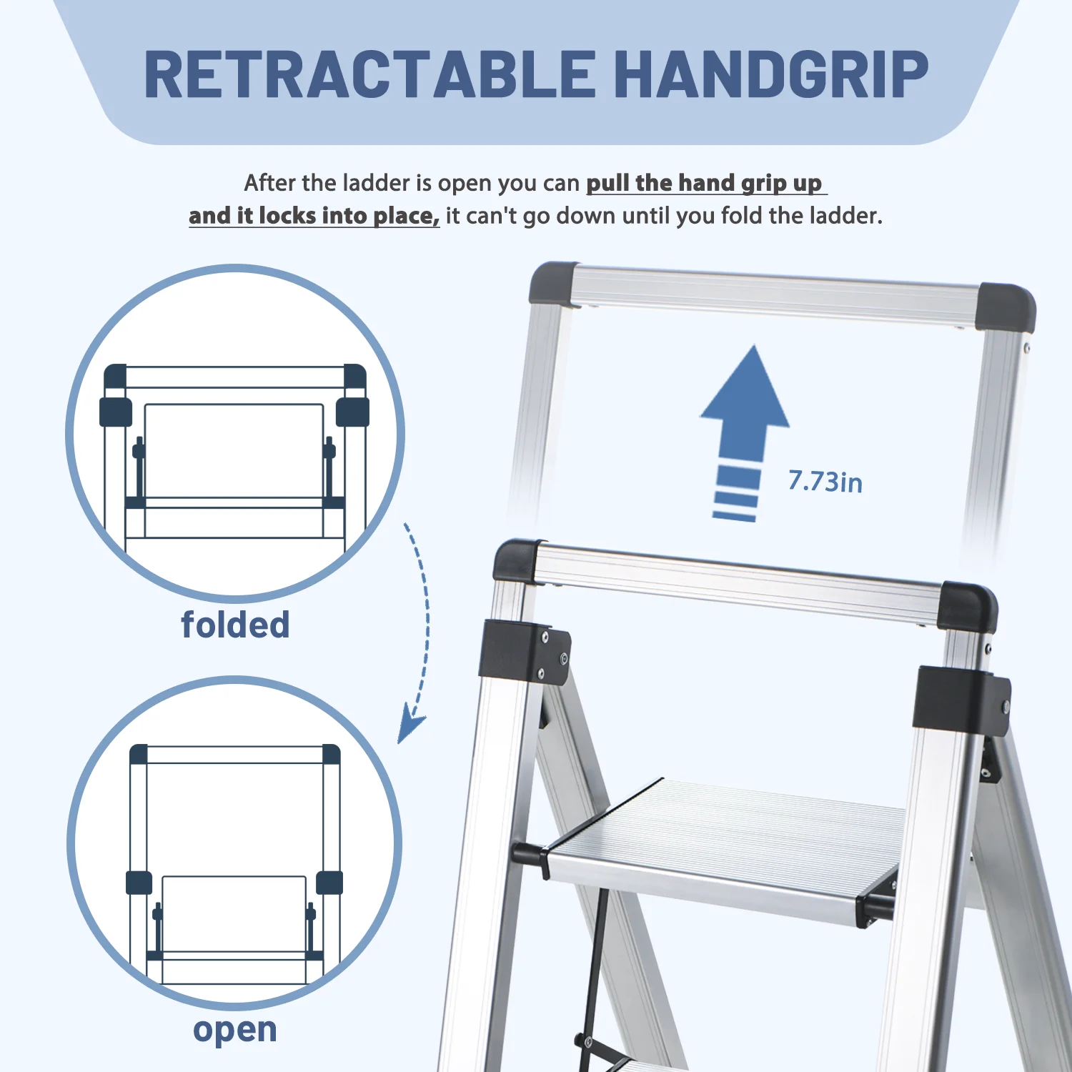 Yongkang Factory Wholesale Armrest Retractable Aluminum Lightweight 5 Step Ladder Chairs