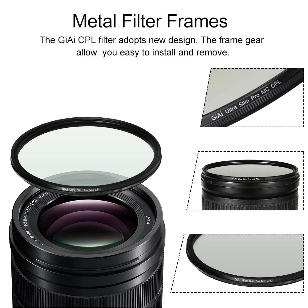52mm 67mm 77mm Professional Production Optical Glass Circular-polarized Filter For Cameras