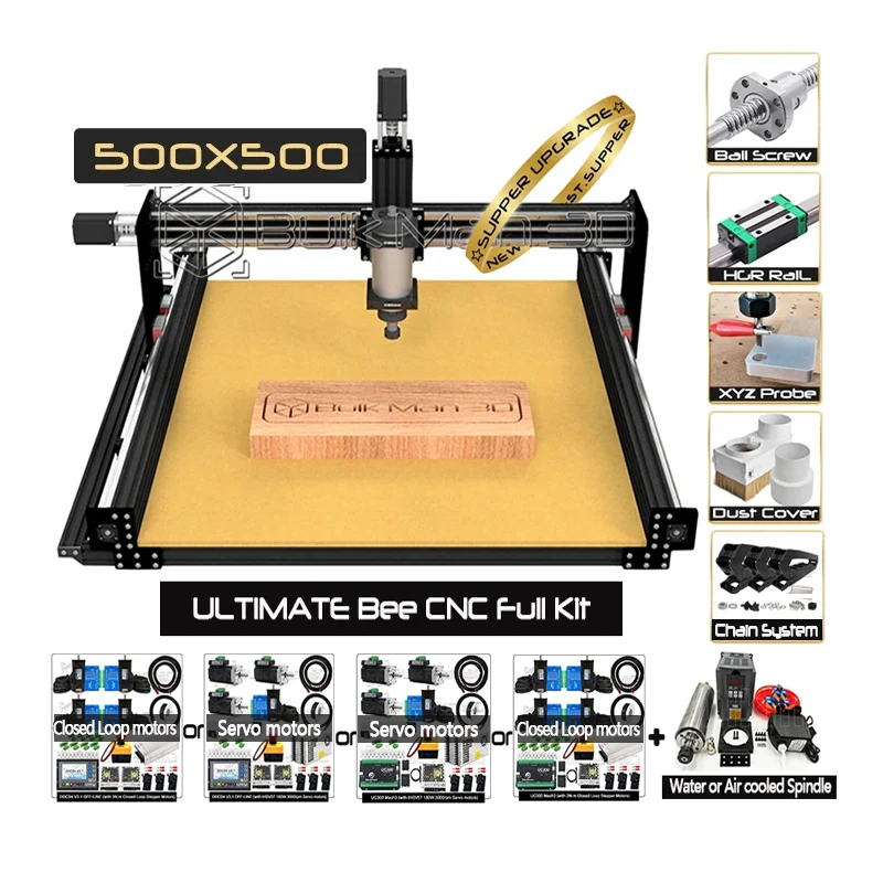Black 5050 ULTIMATE Bee CNC Full Kit Servo motors or 3N.m Closed Loop Stepper Motors with 1210 Ball Screw Drive