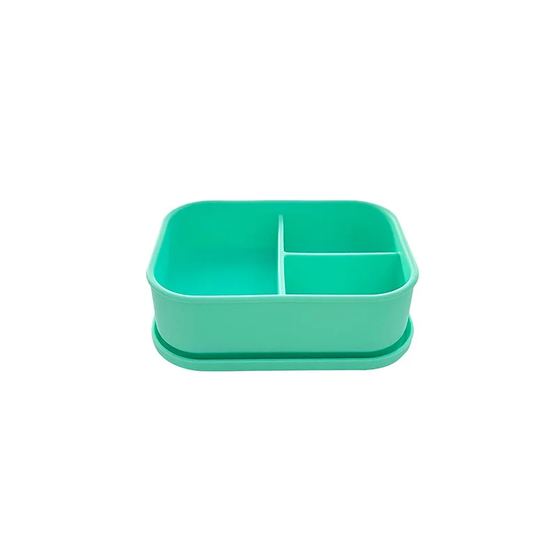 Household items  BPA free 3 Compartment 850ml Lunch Box Silicone Microwave Safe Plastic Bento box for Office School