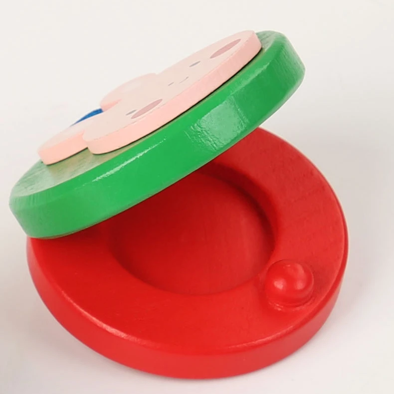 Toddler baby musical instrument wooden finger clapper board kids castanets