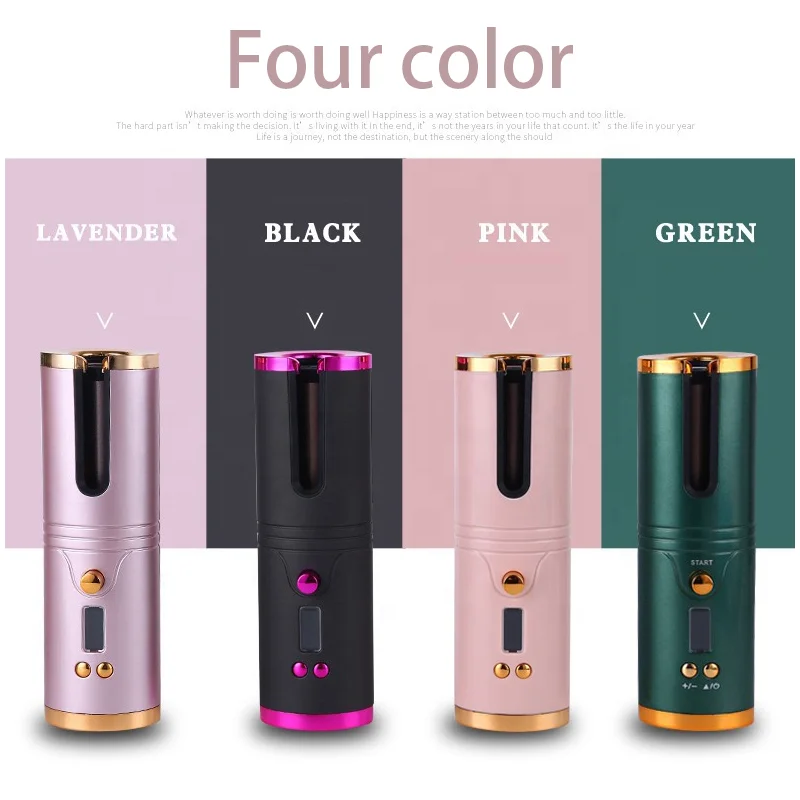 Curls Cordless Auto Rotating Wireless Hair Curler Automatic Curling Iron Portable Mini Electric Spiral Wavy LCD Ceramic PTC USB