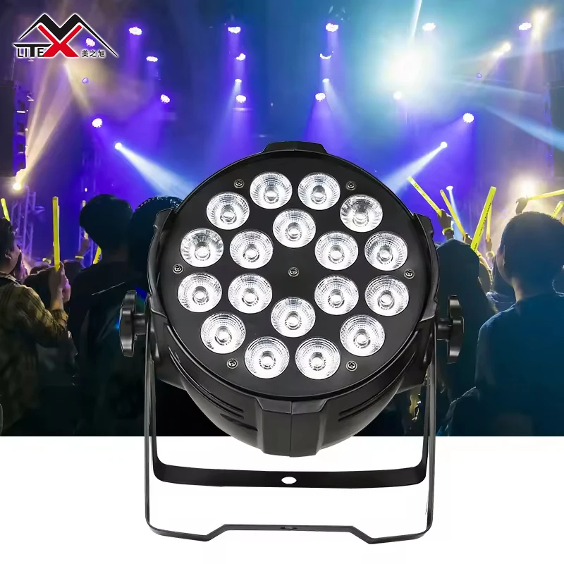 Самые популярные luces светодиодные дискотеки сценические яркие светильники 18x10 Вт RGBW 4 дюйма 1 светодиод par тонкий плоский светильник для диджея