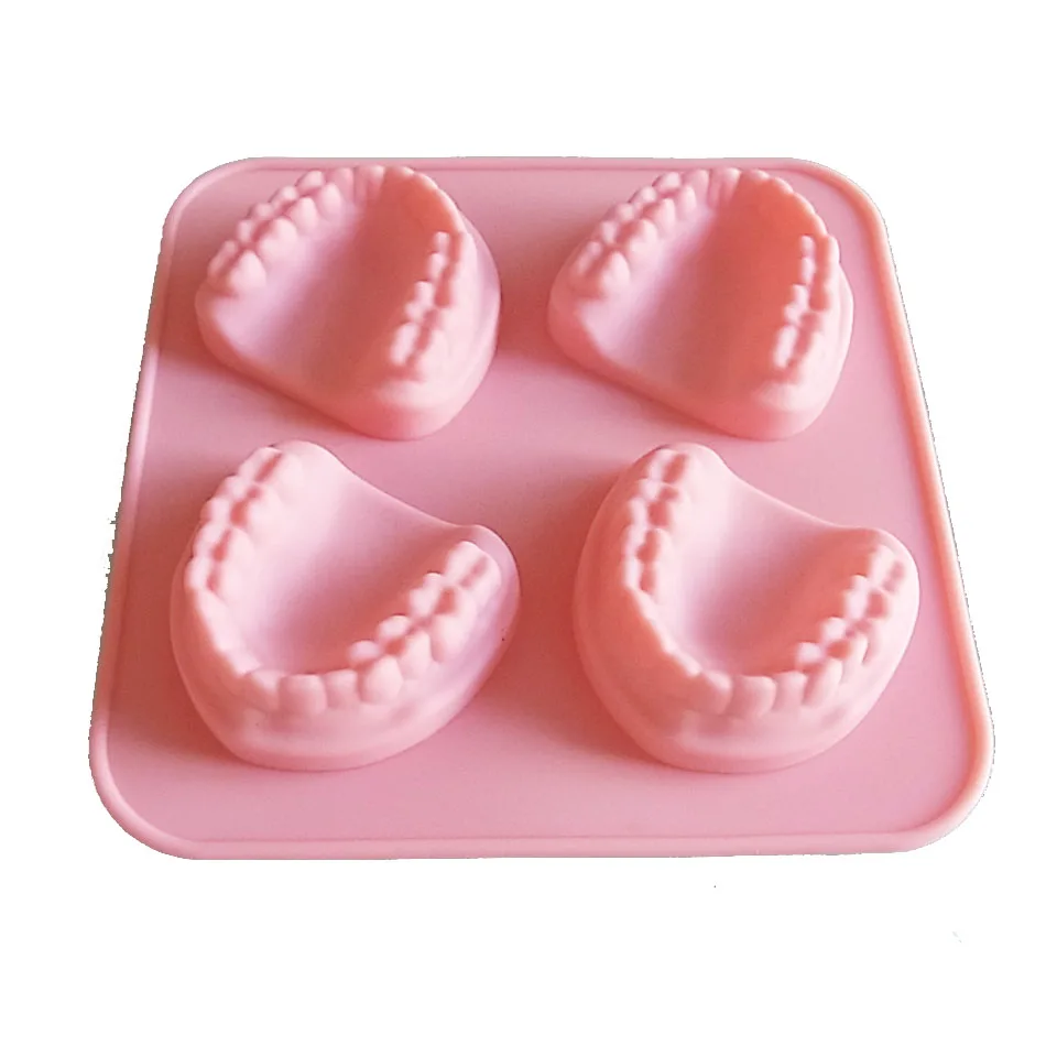 Fairly Odd Novelties Novelty Gag Gift Smile Teeth Denture Shape silicone 4-Ice Cube Tray Mold