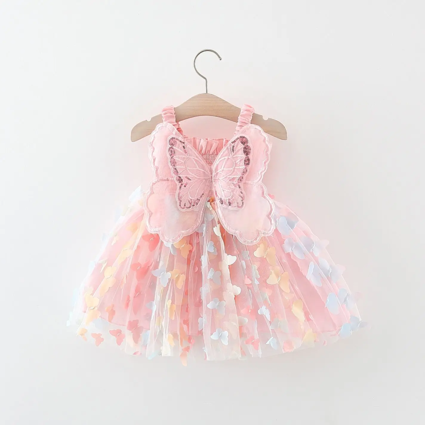 Wholesale Arrival Latest Design Summer Cute Kids Clothing Dress Little Baby Girls With Big Butterfly Wings