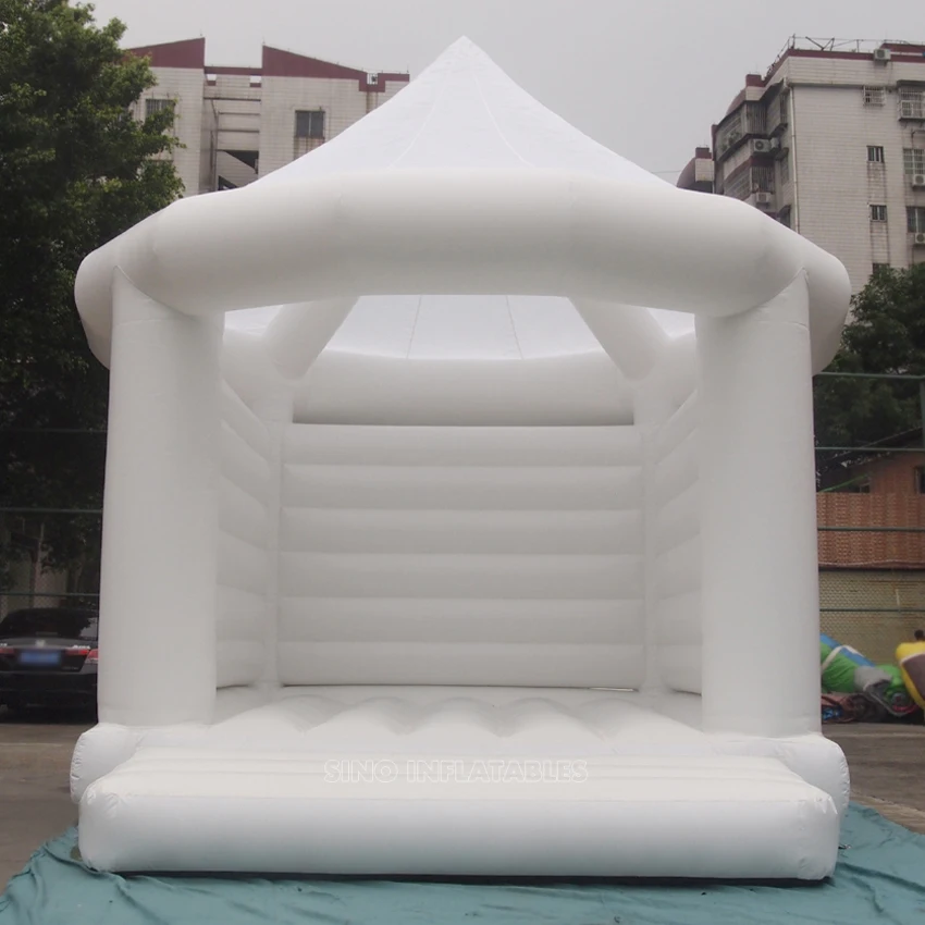 Коммерческие взрослые свадьбы белый батут замок для свадебных вечеринок с верхней крышей от надувной фабрики Guangzhou