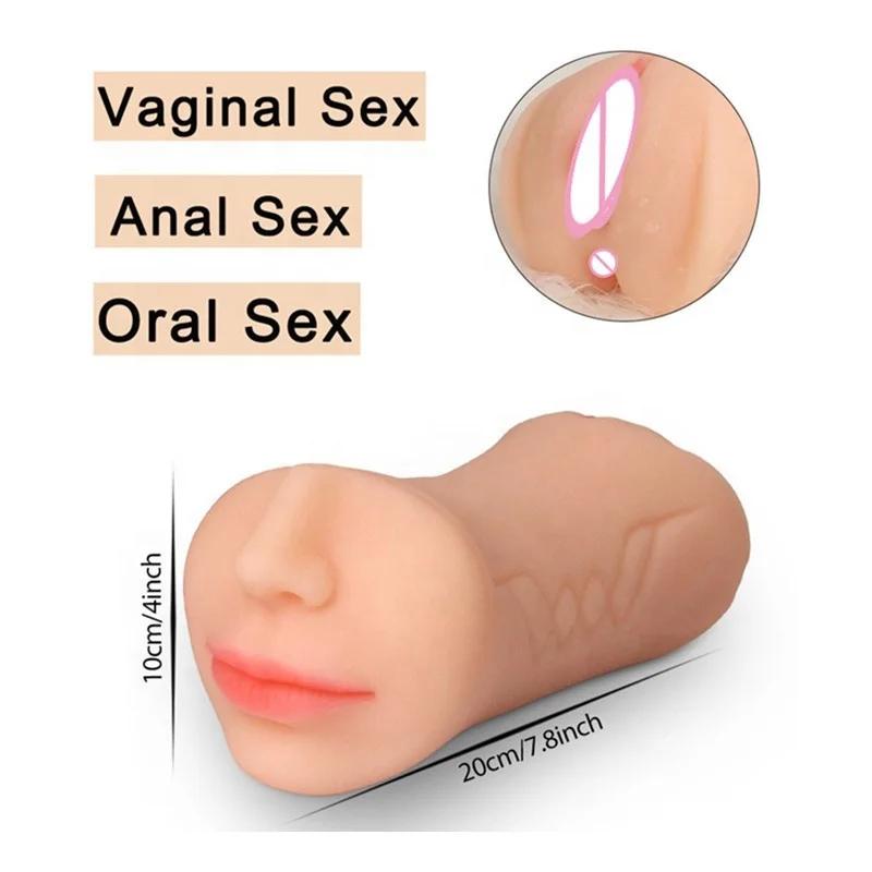 Hot selling 3-channel male masturbator pocket vulva artificial vagina anal mouth sex toys for men masturbating