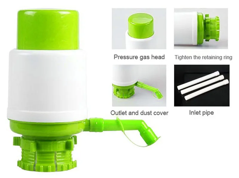 Portable 5 Gallon Hand Press Removable Tube Innovative Vacuum Manual Water Bottle Pump