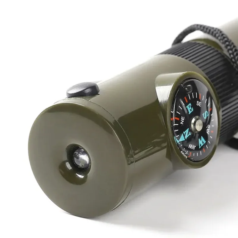 7 in 1 Multi-functional Emergency Survival Whistle Compass Thermometer LED light