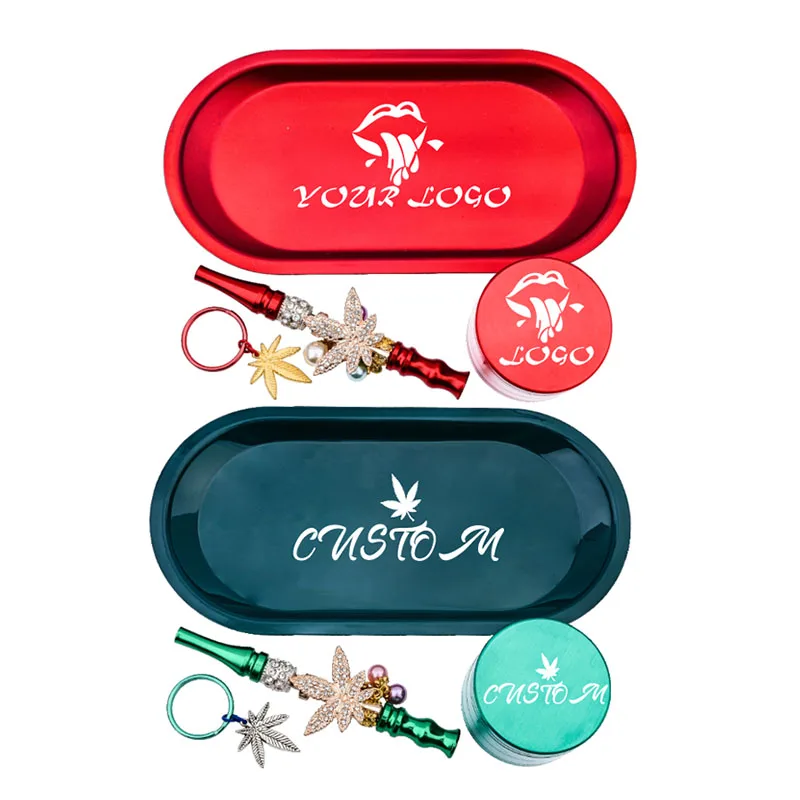 
Custom logo printed rolling ashtray set Weed Smoking Accessories Personalized Portable Cigar Ash tray 