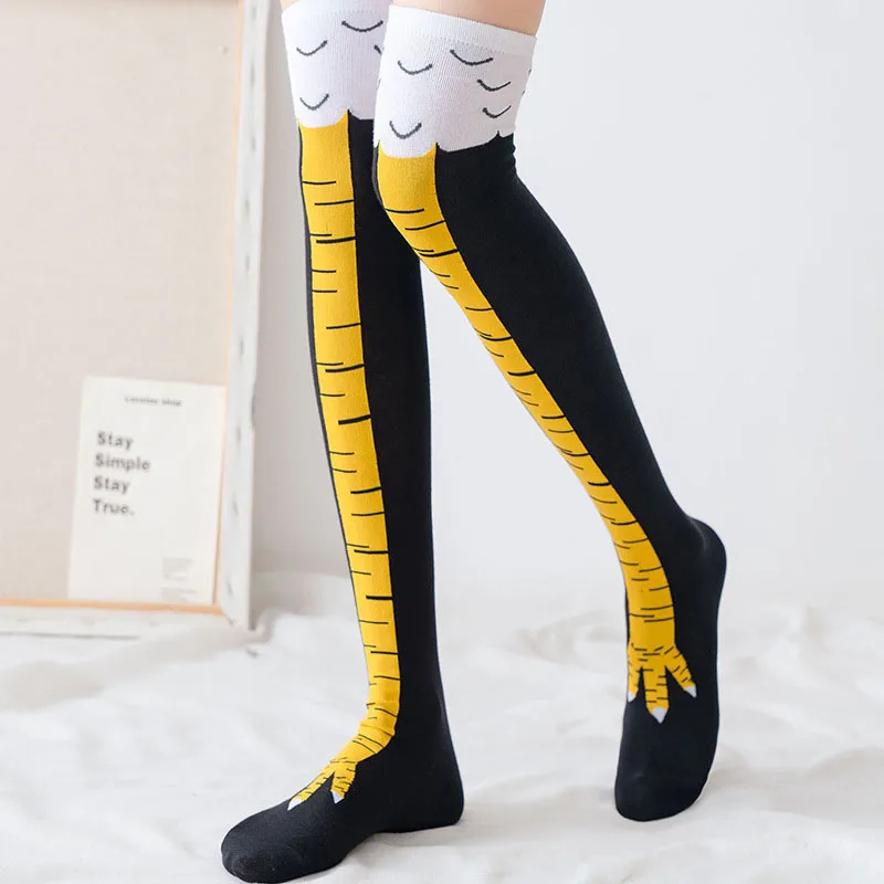 Wholesale cheap women spring and autumn chicken feet tube socks knitted cotton funny over-the-knee high socks